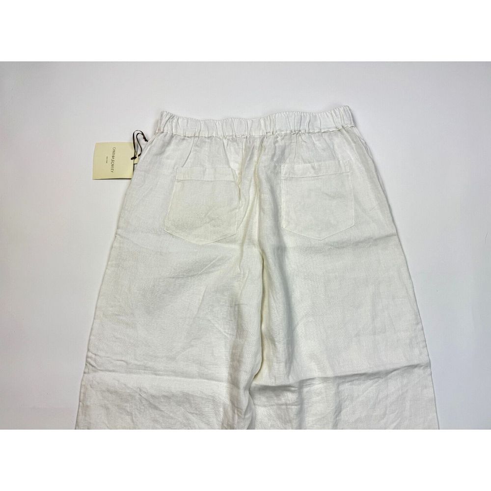 Cynthia Rowley Linen Wide Leg Cropped Pants Women L NWT Elastic Waist Pockets - Picture 4 of 12
